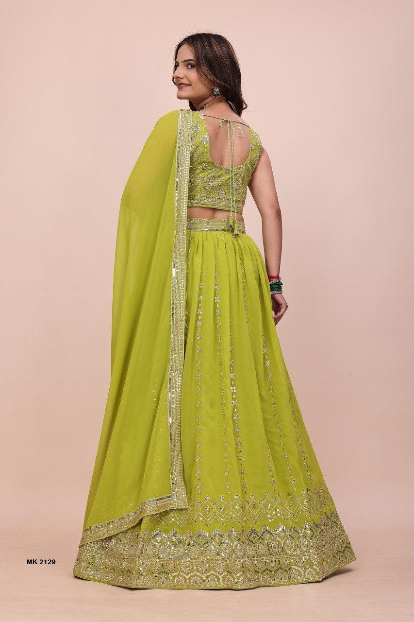 Lehenga collection "Sourhya" - Vert anis