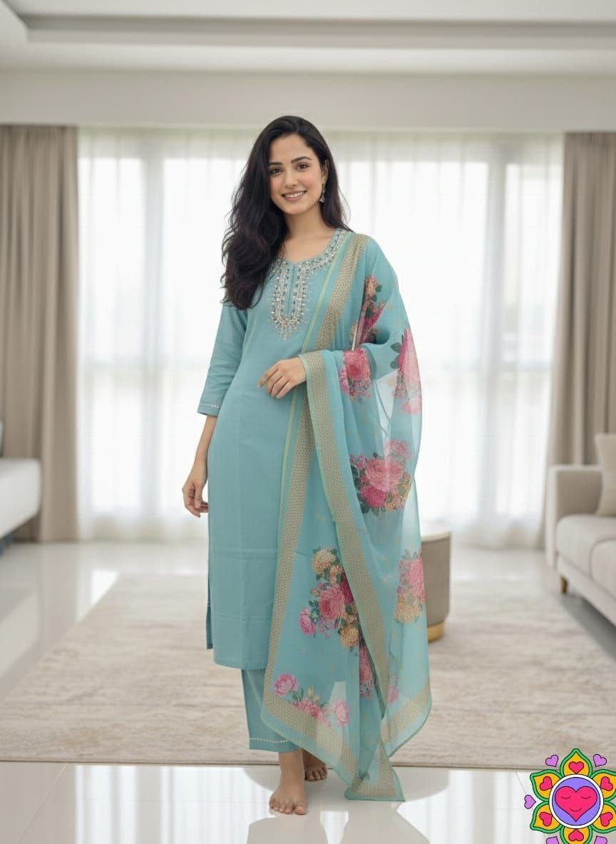 Punjabi "Dounisha" - Bleu ciel