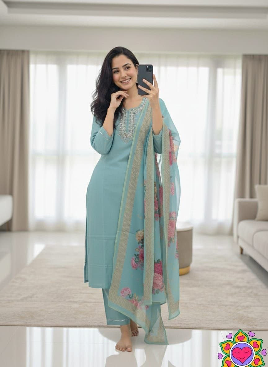 Punjabi "Dounisha" - Bleu ciel