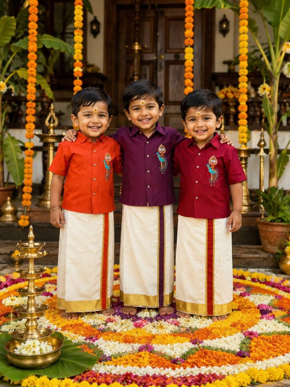 Ensemble chemise veshti "Hiresh" - Bordeaux