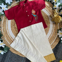 Ensemble chemise veshti "Hiresh" - Bordeaux