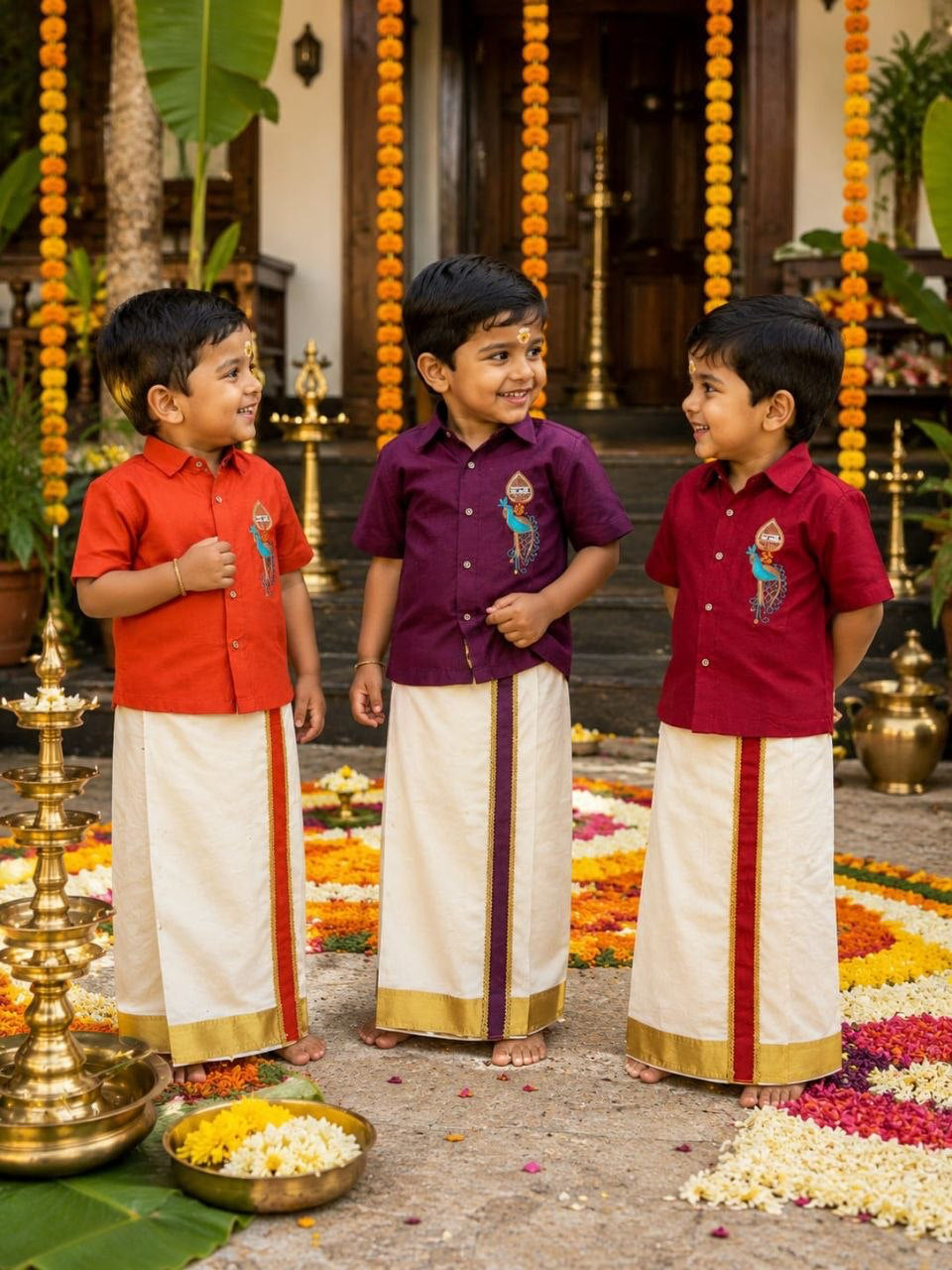 Ensemble chemise veshti "Hiresh" - Prune