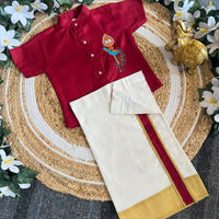 Ensemble chemise veshti "Hiresh" - Bordeaux