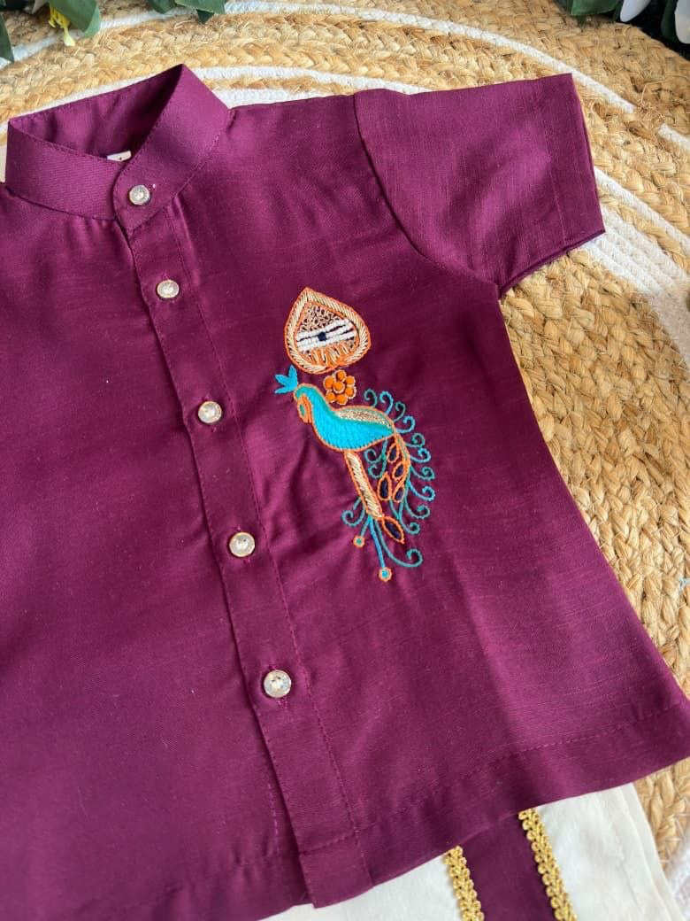 Ensemble chemise veshti "Hiresh" - Prune