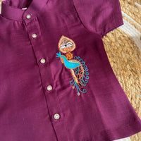 Ensemble chemise veshti "Hiresh" - Prune