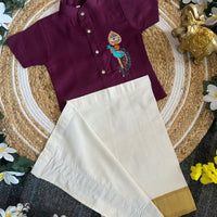 Ensemble chemise veshti "Hiresh" - Prune