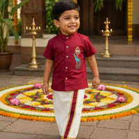 Ensemble chemise veshti "Hiresh" - Bordeaux
