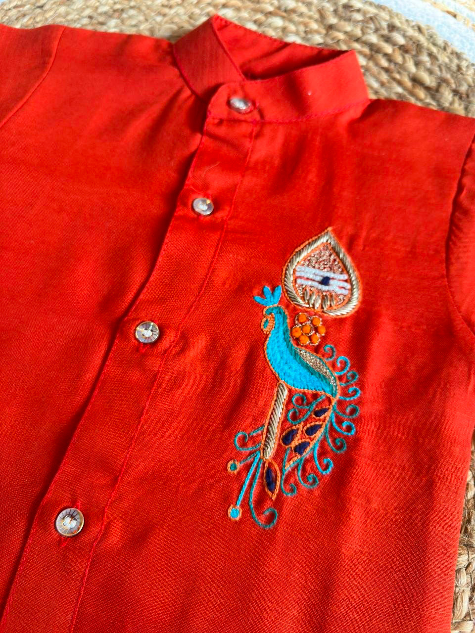 Ensemble chemise veshti "Hiresh" - Orange rouille