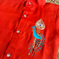 Ensemble chemise veshti "Hiresh" - Orange rouille