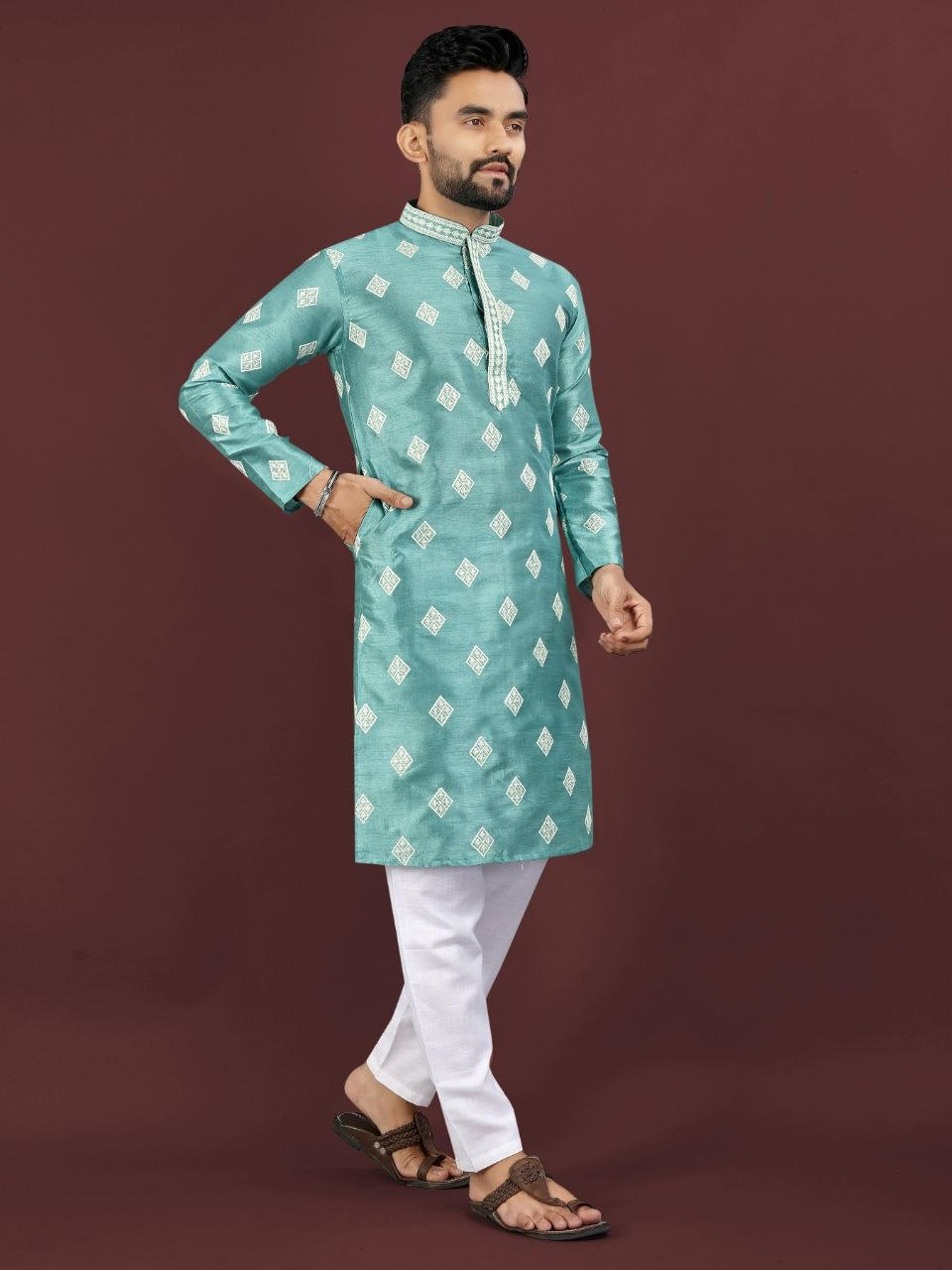 Kurta "Déva" - Bleu turquoise