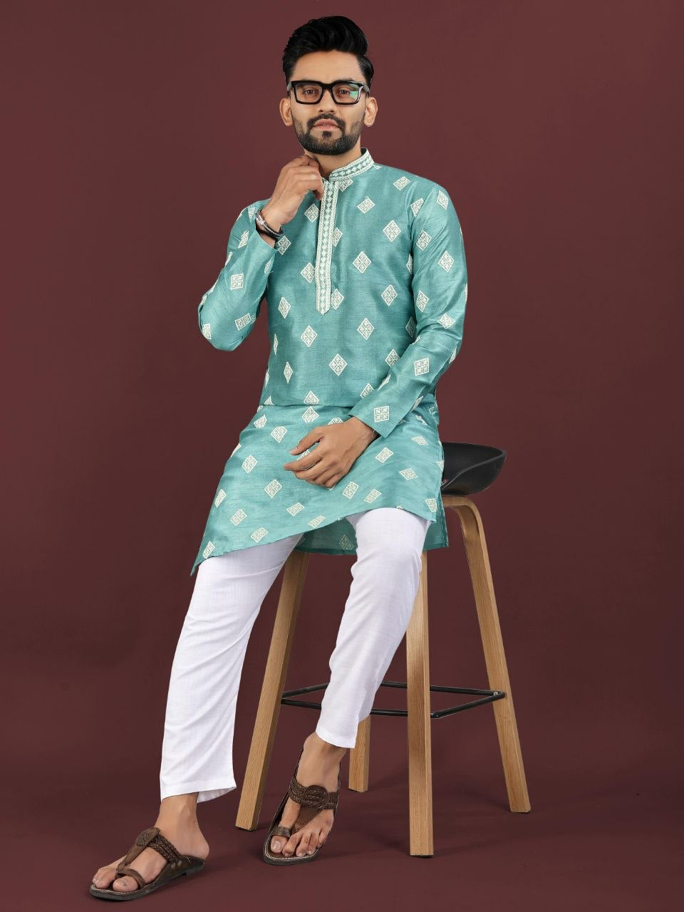 Kurta "Déva" - Bleu turquoise