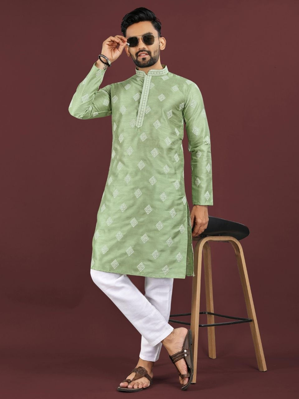 Kurta "Déva" - Vert sauge
