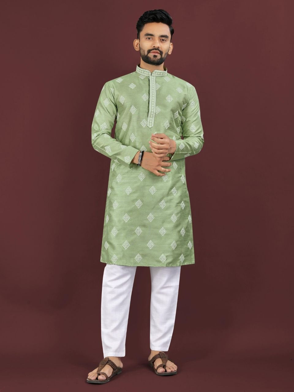 Kurta "Déva" - Vert sauge