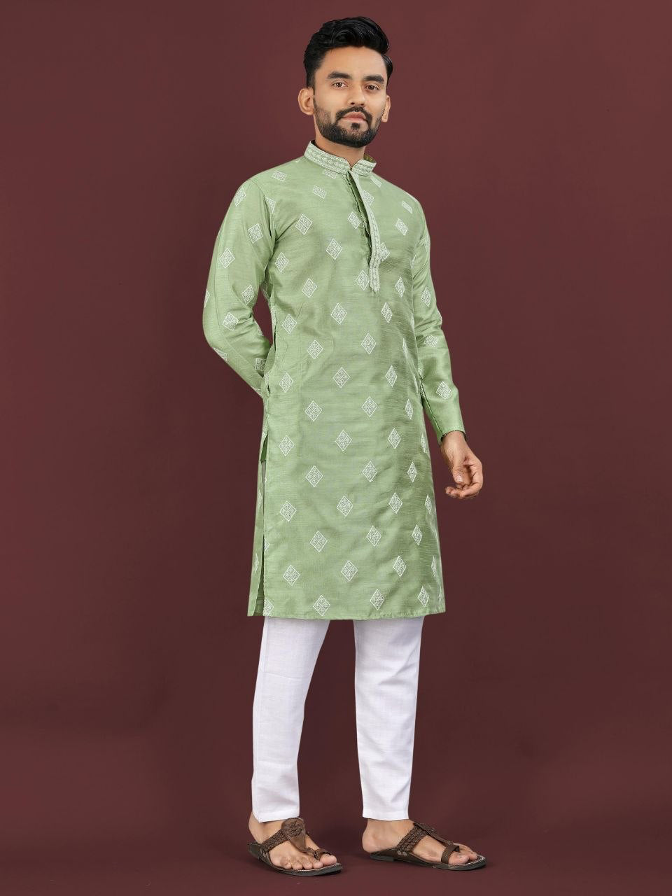 Kurta "Déva" - Vert sauge