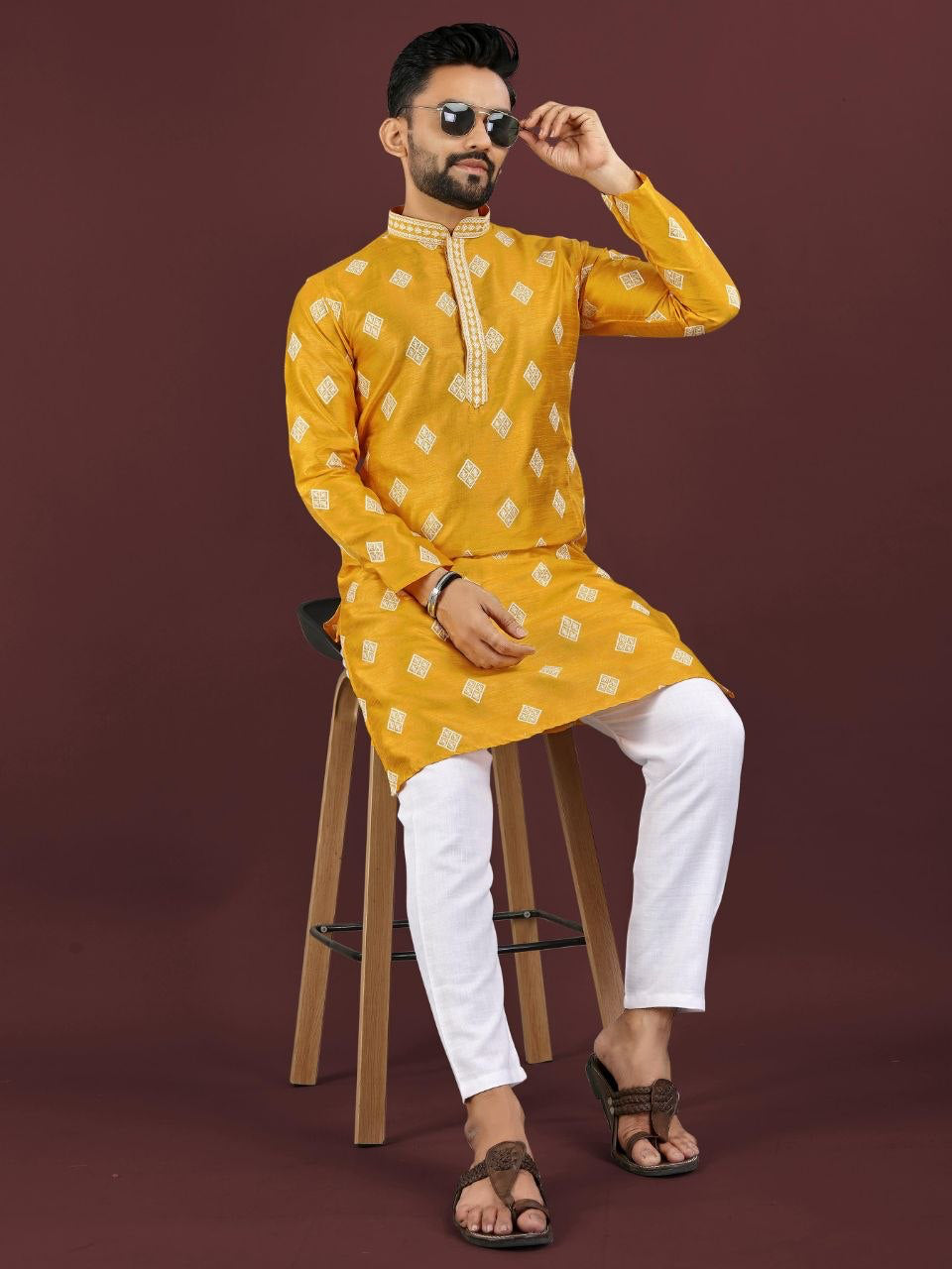 Kurta "Déva" - Jaune moutarde