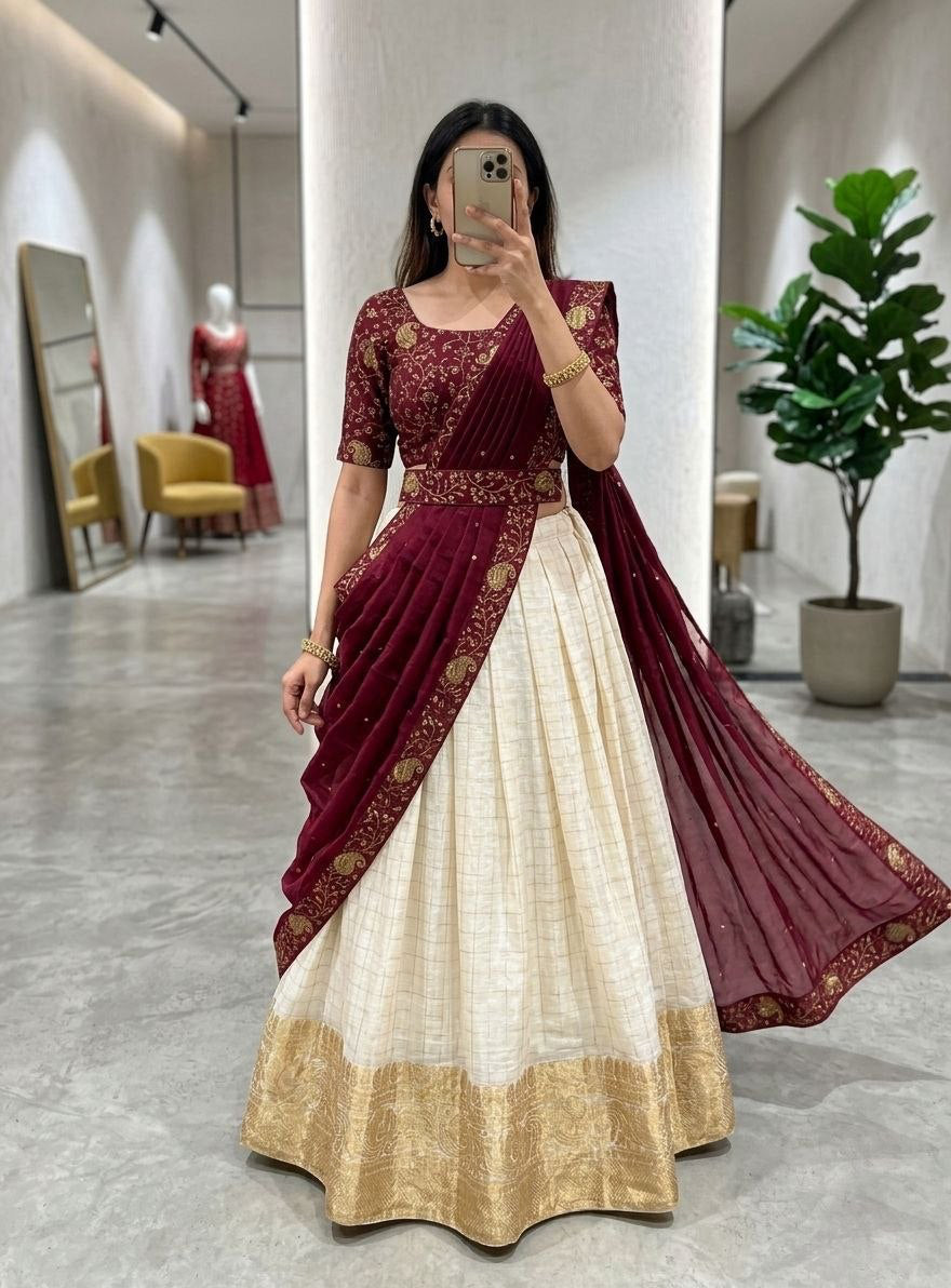 Lehenga collection "Kanakvalli" - Bordeaux