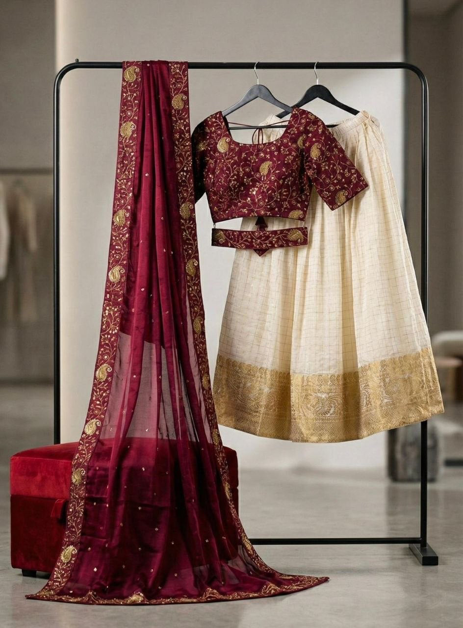 Lehenga collection "Kanakvalli" - Bordeaux