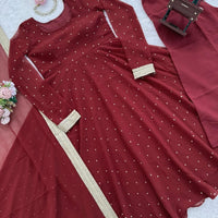 Anarkali  "Radhana" - Rouge bordeaux