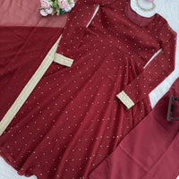 Anarkali  "Radhana" - Rouge bordeaux