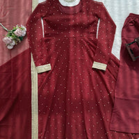Anarkali  "Radhana" - Rouge bordeaux