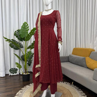 Anarkali  "Radhana" - Rouge bordeaux