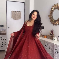 Anarkali  "Radhana" - Rouge bordeaux