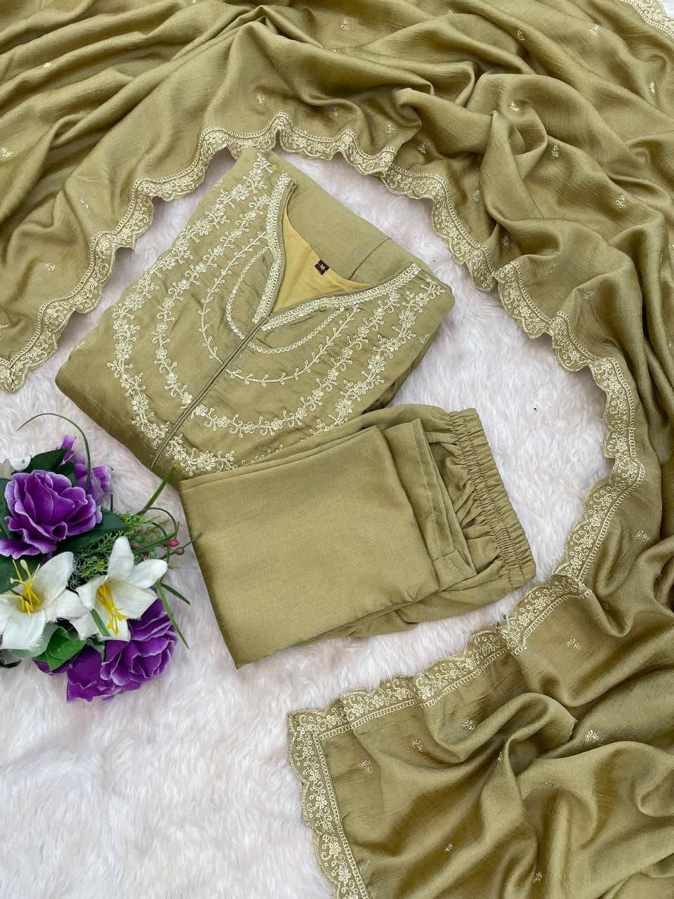 Anarkali Collection "Disha" - Kaki Doré