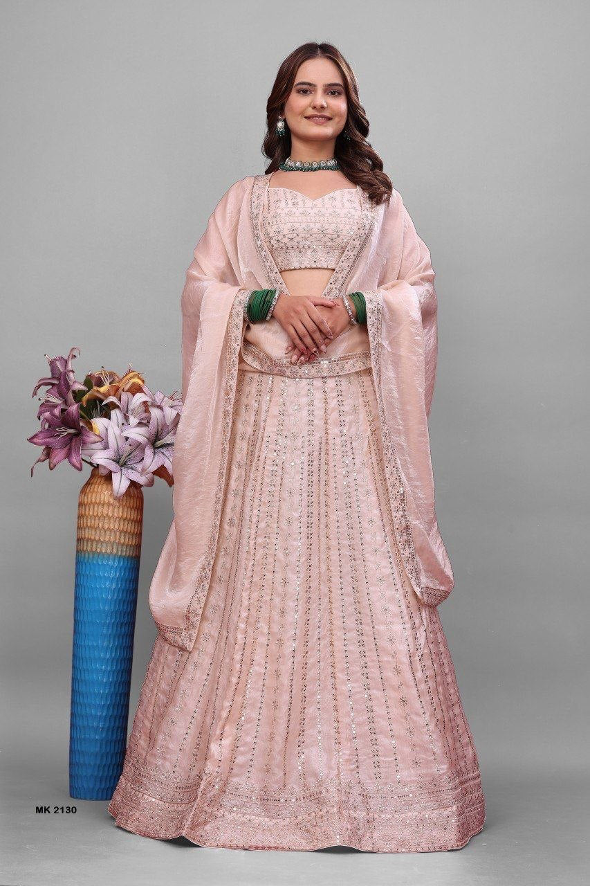 Lehenga collection "Sourhya" - Rose poudrée