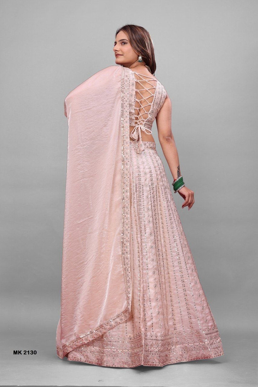 Lehenga collection "Sourhya" - Rose poudrée