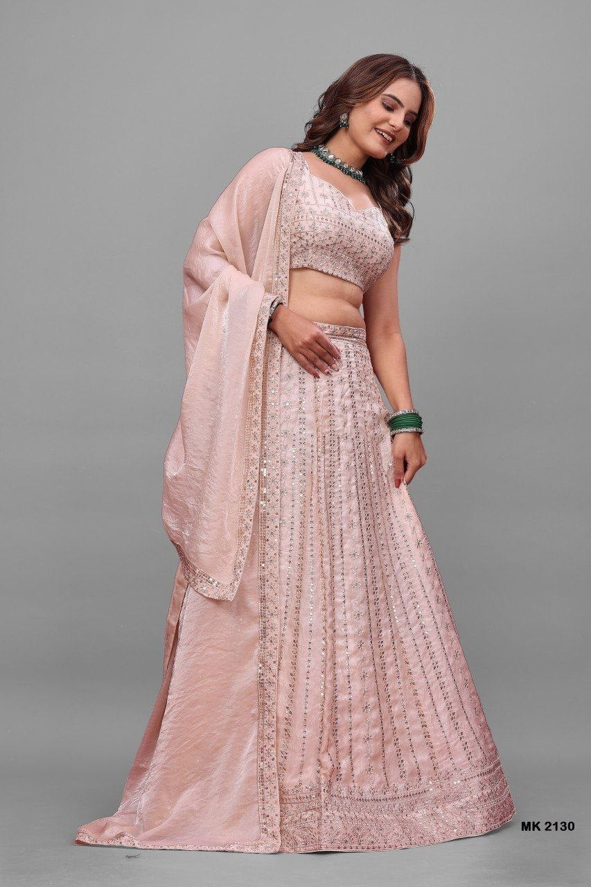 Lehenga collection "Sourhya" - Rose poudrée