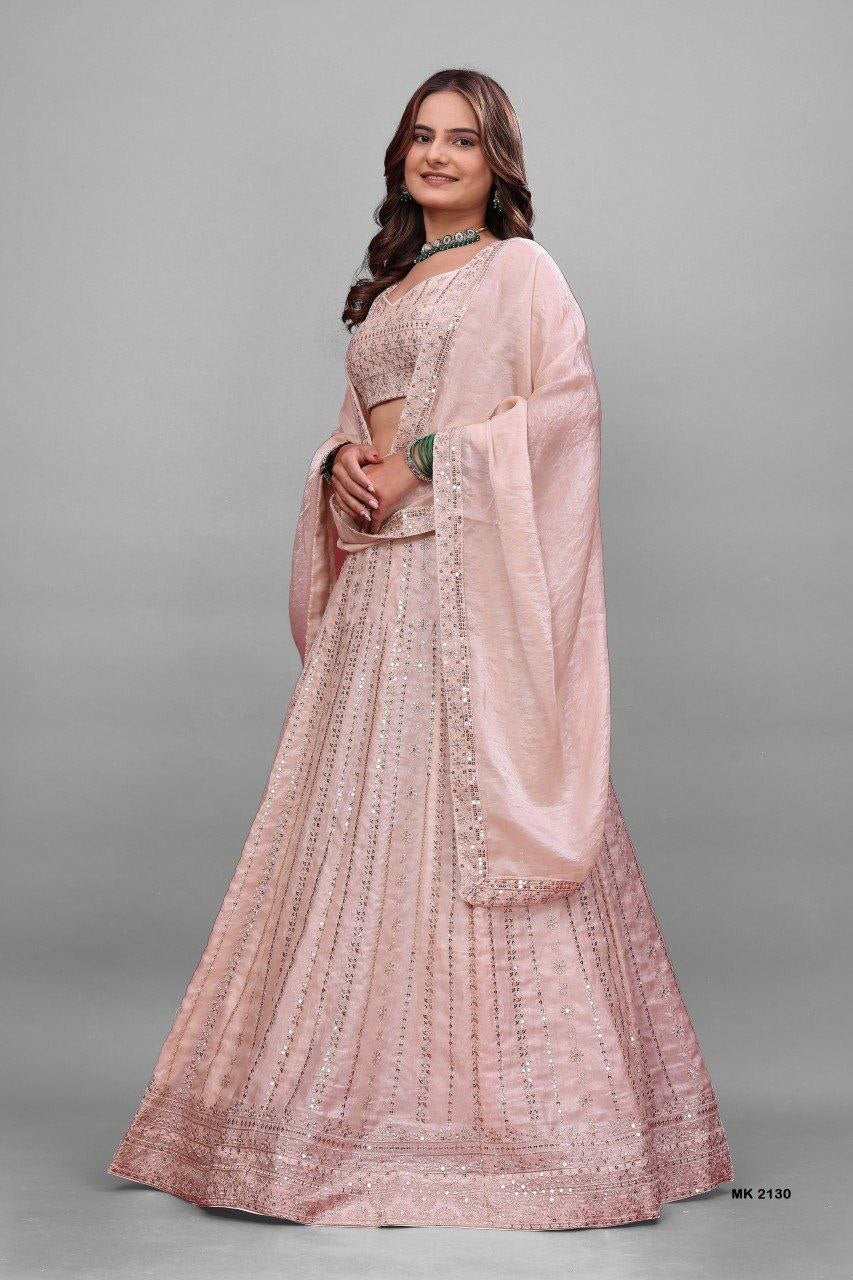 Lehenga collection "Sourhya" - Rose poudrée