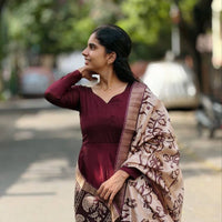 Anarkali  "Kalamkari" - Prune