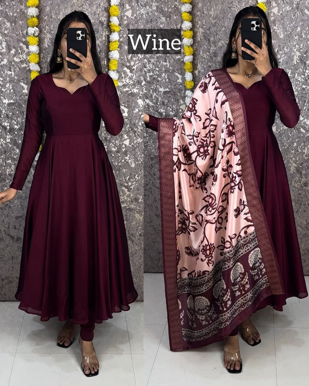 Anarkali  "Kalamkari" - Prune