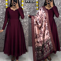 Anarkali  "Kalamkari" - Prune