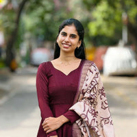 Anarkali  "Kalamkari" - Prune