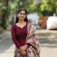Anarkali  "Kalamkari" - Prune