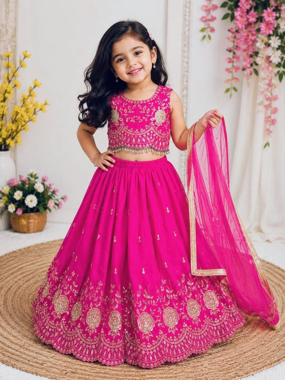 Lehenga Fille collection "Neha" - Rose fuschia