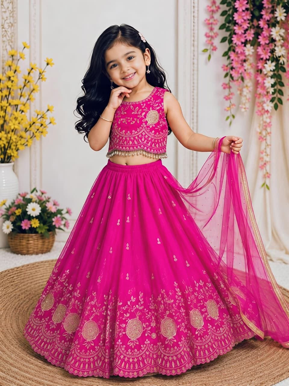 Lehenga Fille collection "Neha" - Rose fuschia