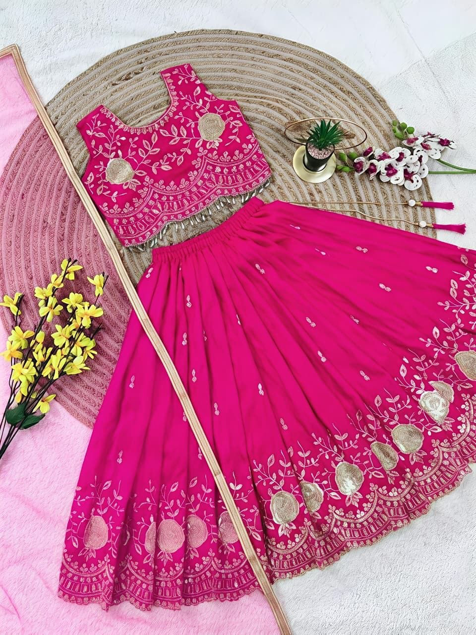 Lehenga Fille collection "Neha" - Rose fuschia