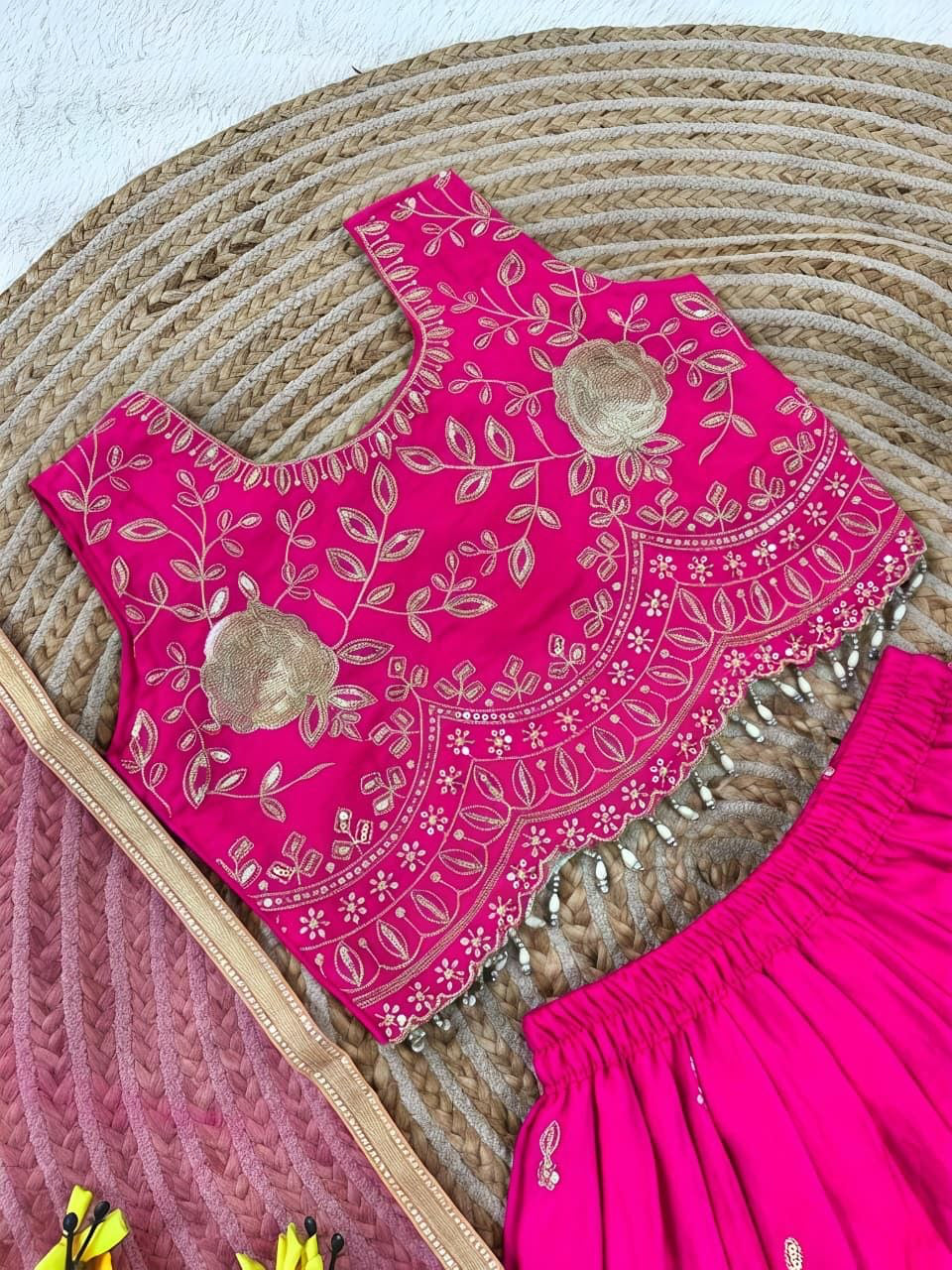 Lehenga Fille collection "Neha" - Rose fuschia