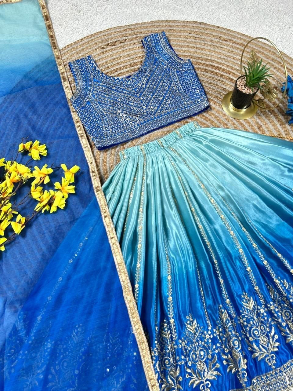 Lehenga Fille collection "Sounita" - Bleu