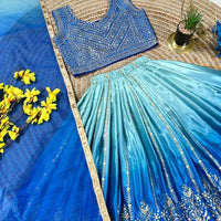Lehenga Fille collection "Sounita" - Bleu
