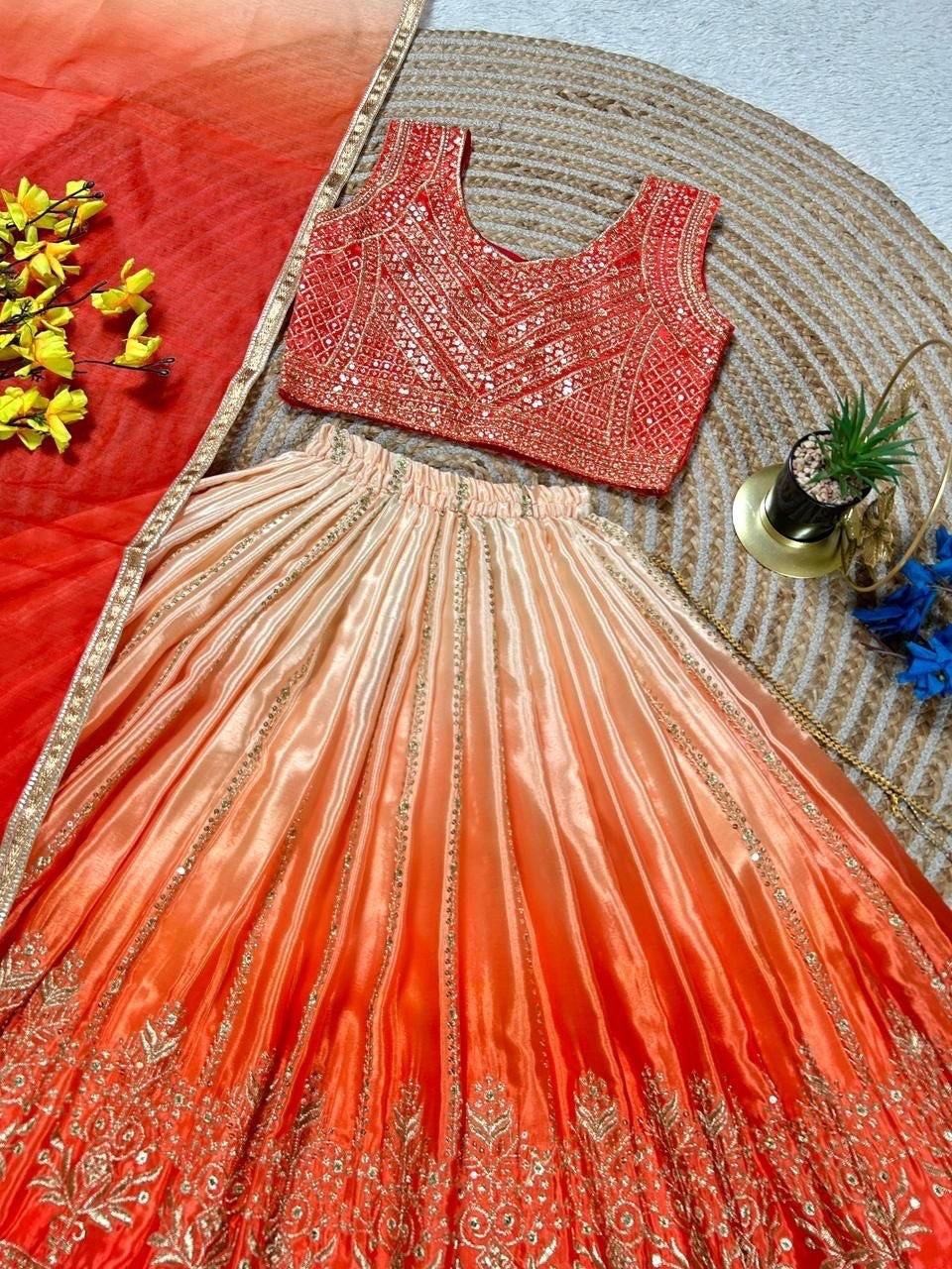 Lehenga Fille collection "Sounita" - Orange
