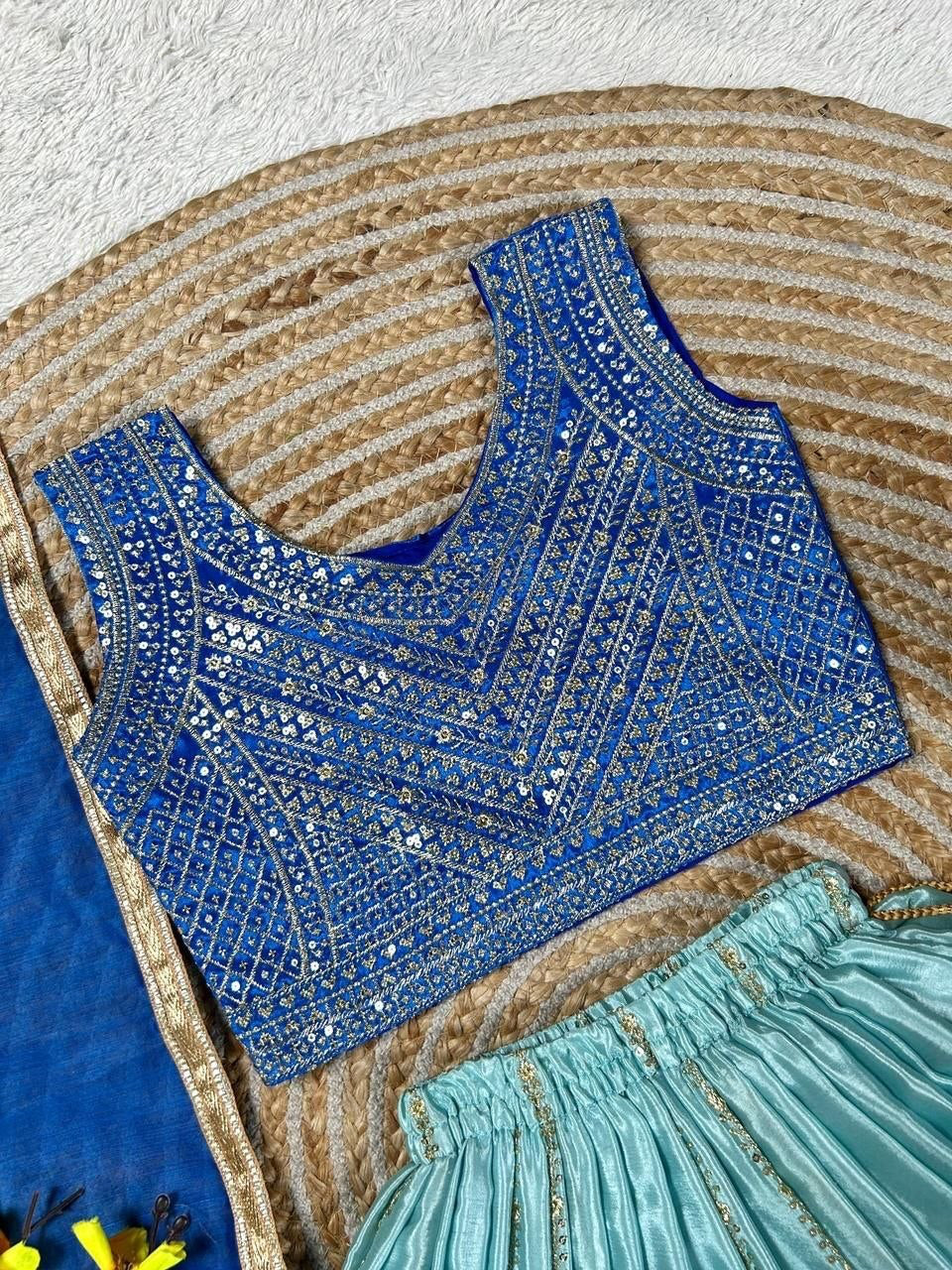 Lehenga Fille collection "Sounita" - Bleu