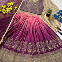 Lehenga Fille collection "Sounita" - Prune