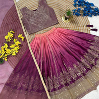 Lehenga Fille collection "Sounita" - Prune