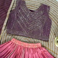Lehenga Fille collection "Sounita" - Prune
