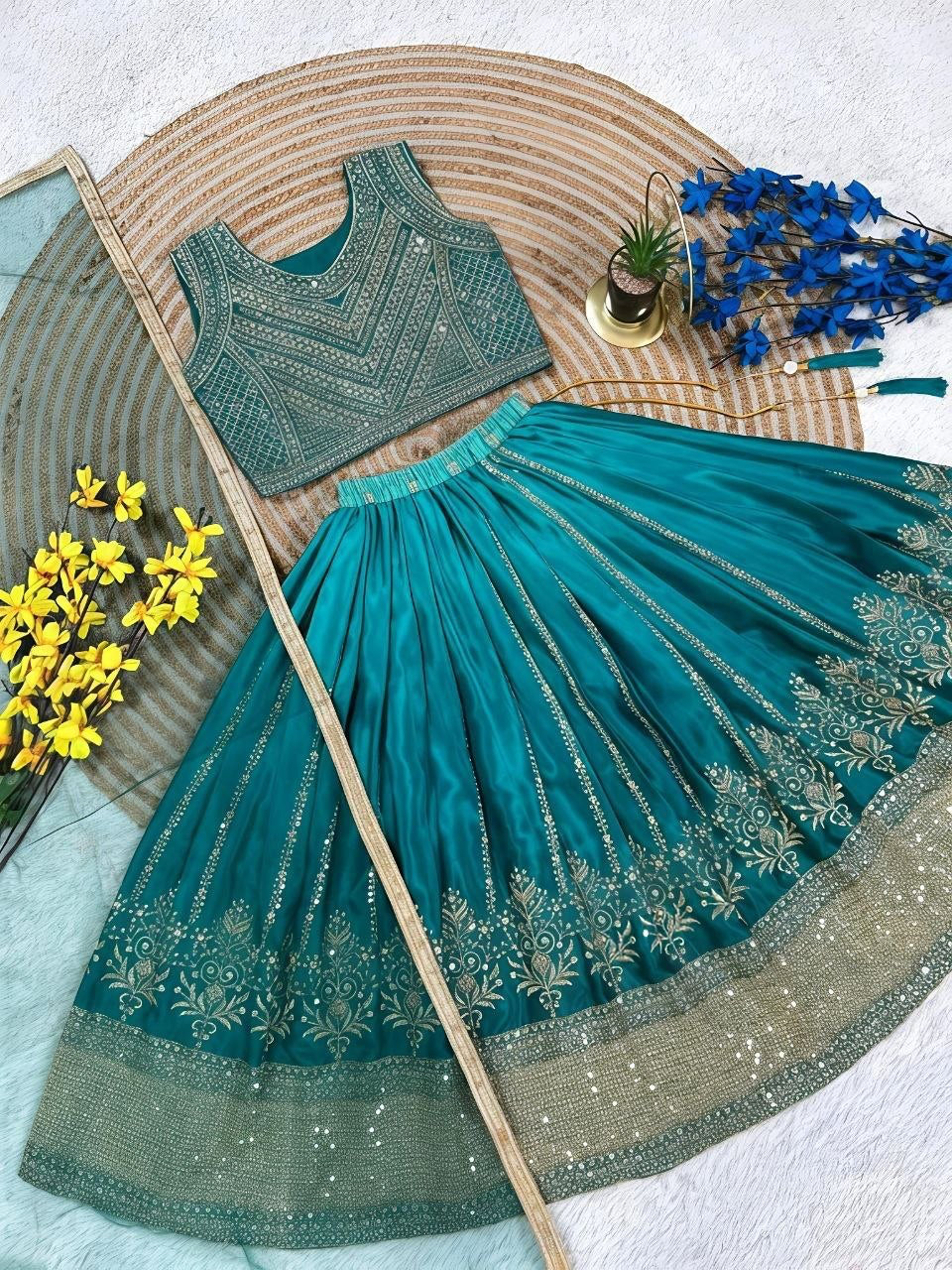Lehenga Fille collection "Sounita" - Bleu lagon