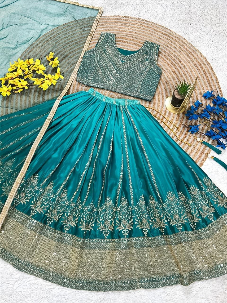 Lehenga Fille collection "Sounita" - Bleu lagon