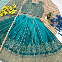 Lehenga Fille collection "Sounita" - Bleu lagon